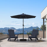 PURPLE LEAF Black Frame Tilting Market Umbrella with Lights Table Umbrella with Base Outside Patio