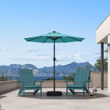 PURPLE LEAF Black Frame Tilting Market Umbrella with Lights Table Umbrella with Base Outside Patio