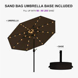 PURPLE LEAF Black Frame Tilting Market Umbrella with Lights Table Umbrella with Base Outside Patio