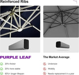 PURPLE LEAF Round Solar Lighted Cantilever Umbrella Outside Patio Umbrella with Lights