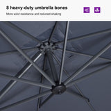 PURPLE LEAF Lateral Tilt Patio Umbrella with Base, 360° Swivel Cantilever Umbrella with Stand