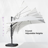 PURPLE LEAF Lateral Tilt Patio Umbrella with Base, 360° Swivel Cantilever Umbrella with Stand