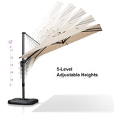 PURPLE LEAF Lateral Tilt Patio Umbrella with Base, 360° Swivel Cantilever Umbrella with Stand