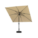 PURPLE LEAF Black Frame Tilting Market Umbrella with Lights Table Umbrella with Base Outside Patio