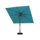 PURPLE LEAF Black Frame Tilting Market Umbrella with Lights Table Umbrella with Base Outside Patio