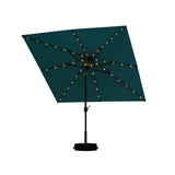 PURPLE LEAF Black Frame Tilting Market Umbrella with Lights Table Umbrella with Base Outside Patio