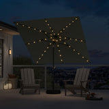 PURPLE LEAF Black Frame Tilting Market Umbrella with Lights Table Umbrella with Base Outside Patio