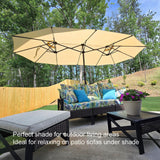 PURPLE LEAF Double Sided Patio Umbrella with Light Large Market Umbrellas with Base