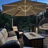 PURPLE LEAF Round Solar Lighted Cantilever Umbrella Outside Patio Umbrella with Lights