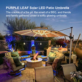 PURPLE LEAF Round Solar Lighted Cantilever Umbrella Outside Patio Umbrella with Lights