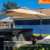 PURPLE LEAF SUNBRELLA Cantilever Umbrella Grey Aluminum Patio Umbrella