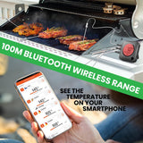 Smart Bluetooth Bbq Grill Thermometer - Digital Display, Wireless Remote Alert Ios Android Phone