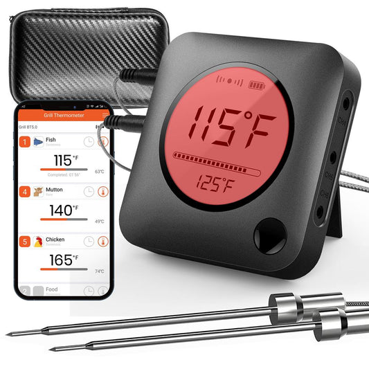 Smart Bluetooth Bbq Grill Thermometer - Digital Display, Wireless Remote Alert Ios Android Phone