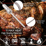 Smart Bluetooth Bbq Grill Thermometer - Digital Display, Stainless Dual Probes Safe To Leave In Outdoor Barbecue Meat Smoker - Wireless Remote Alert Ios Android Phone - Nutrichef Pwirbbq60