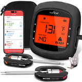 Bluetooth Wireless Bbq Digital Thermometer - Includes 2 Temperature Probes And Travel Case With Digital Lcd Display Screen