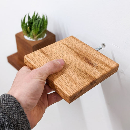 Small Square Oak Floating Display Shelf