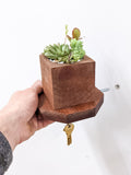 Mahogany Octagon Shelf with Key Hooks