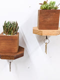 Octagon Shelf with Key Hook in Oak