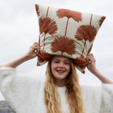 Palm Leaf Embroidered Throw Pillow