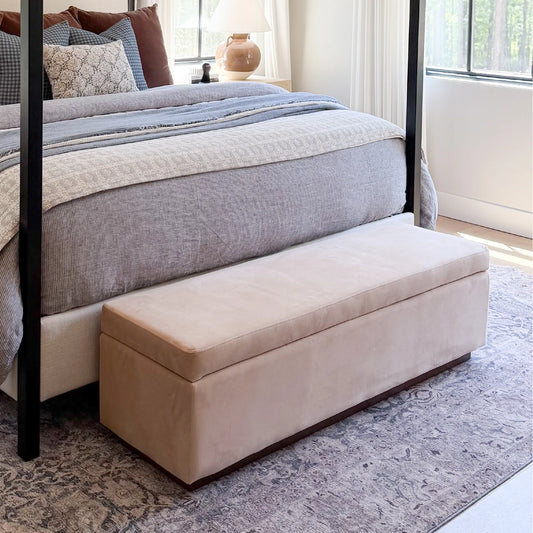 Paxton 60" Velvet Storage Bench with Hidden Lift Top