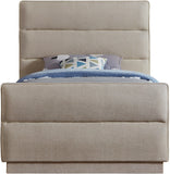 Paxton Twin Bed - Luxurious Chenille Upholstered Design with Channel Tufted Headboard for Elegance