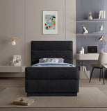 Paxton Twin Bed - Luxurious Chenille Upholstered Design with Channel Tufted Headboard for Elegance