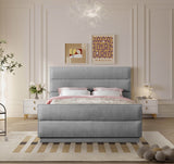 Paxton King Bed - Luxurious Chenille Upholstered Design with Channel Tufted Headboard for Comfort