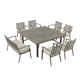 PEAKHOME Azur 8-Person Patio Square Dining Table Set With Sunbrella® Cushions