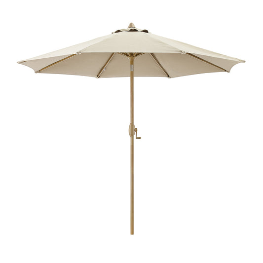 PATIO TREE Patio Umbrella Manual Tilt With Natural Wood Grain Frame (Sunbrella® Heather Beige)
