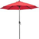 PATIO TREE 9ft Manual-tilted Outdoor Patio Umbrella with Crank Handle and Sunbrella® Fabric (Jockey Red)