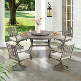 Azur Patio Round 60" Dining Set With Removable Lazy Susan And Sunbrella® Cushions