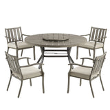 Azur Patio Round 60" Dining Set With Removable Lazy Susan And Sunbrella® Cushions