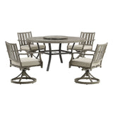 Azur Patio Round 60" Dining Set With Removable Lazy Susan And Sunbrella® Cushions