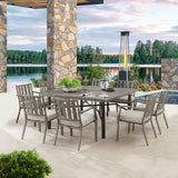 PEAKHOME Azur Outdoor 8 Person Square Dining Set with Sunbrella® Cushions