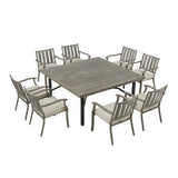 PEAKHOME Azur Outdoor 8 Person Square Dining Set with Sunbrella® Cushions