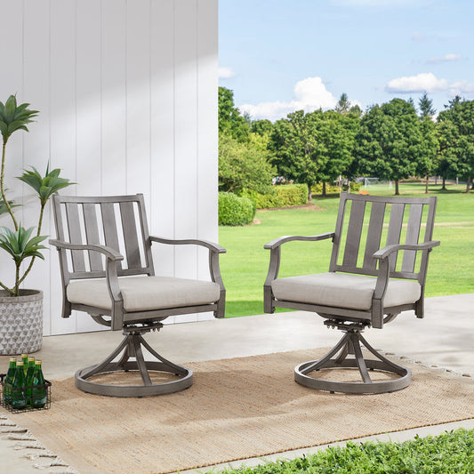 PEAKHOME Azur Patio Swivel Dining Chair with Sunbrella® Cushions Set of 2