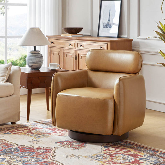 Philander Modern Genuine Leather Swivel Chair