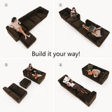 Philo Performance Velvet Low Profile Modular Sectional Sofa (4-Seater+Ottoman)
