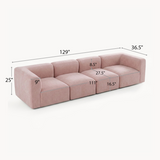 Philo Blush Pink Low Profile Modular Sofa (4-Seater)