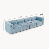 Philo Performance Velvet Low Profile Modular Sofa (4-Seater)