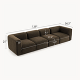 Philo Performance Velvet Low Profile Modular Sofa (4-Seater)