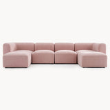 Philo Blush Pink Low Profile Modular Sectional Sofa (4-Seater+2 Ottomans)