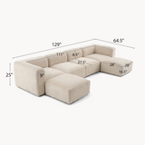 Philo Chenille Low Profile Modular Sectional Sofa (4-Seater+2 Ottomans)