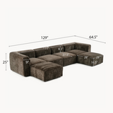 Philo Chenille Low Profile Modular Sectional Sofa (4-Seater+2 Ottomans)