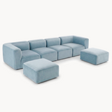 Philo Performance Velvet Low Profile Modular Sectional Sofa (4-Seater+2 Ottomans)