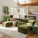 Philo Performance Velvet Low Profile Modular Sectional Sofa (4-Seater+2 Ottomans)