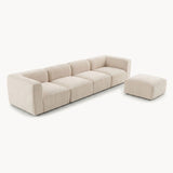 Philo Chenille Low Profile Modular Sectional Sofa (4-Seater+Ottoman)