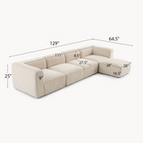 Philo Chenille Low Profile Modular Sectional Sofa (4-Seater+Ottoman)