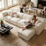 Philo Chenille Low Profile Modular Sectional Sofa (4-Seater+Ottoman)