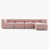 Philo Blush Pink Low Profile Modular Sectional Sofa (4-Seater+Ottoman)